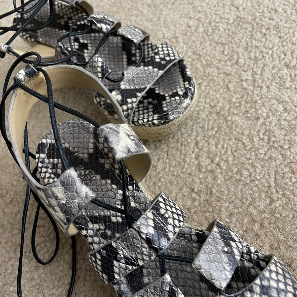 Michael Kors snakeskin espadrille lace up wedges - Picture 5 of 7
